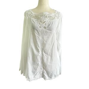 Ralph Lauren White Embroidered Boat Neck Blouse Women's Size XL | 26-42
